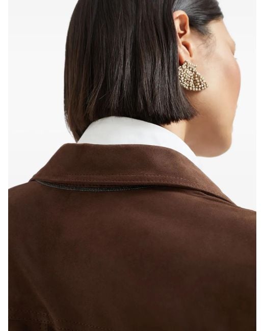 Brunello Cucinelli Brown Belted Suede Shirt Dress