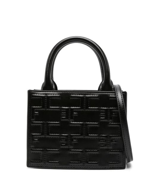 Elisabetta Franchi Black Mini Monogram Tote Bag