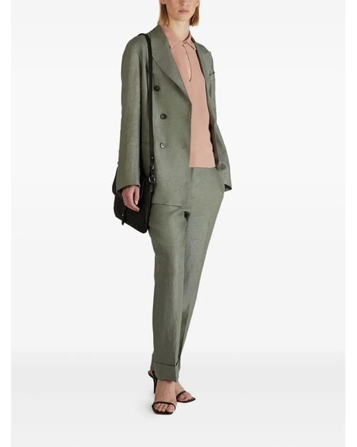 Slowear Green Double-Breasted Linen Jacket
