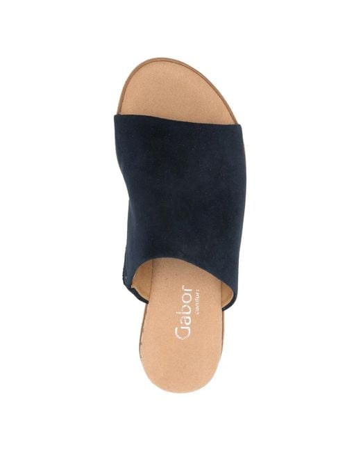 Gabor Blue Platform Mules