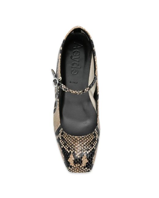 Aeyde White Uma Snake-Print Ballet Flats