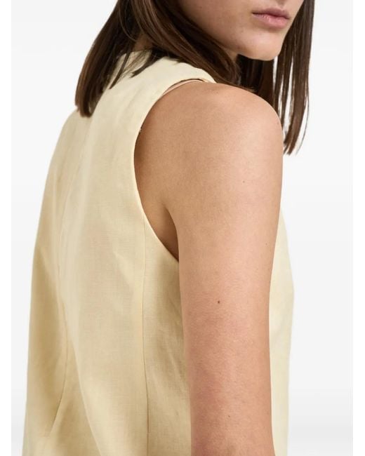 Semicouture Natural Sleeveless Round-Neck Mini Dress