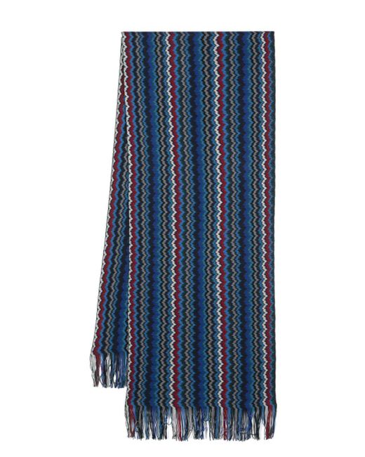 Missoni Blue Scarf With Logo for men