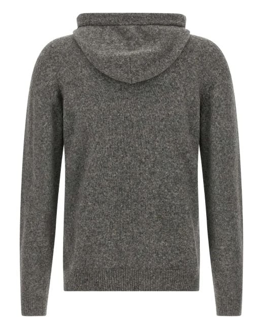 Roberto Collina Gray Knitted Hoodie for men