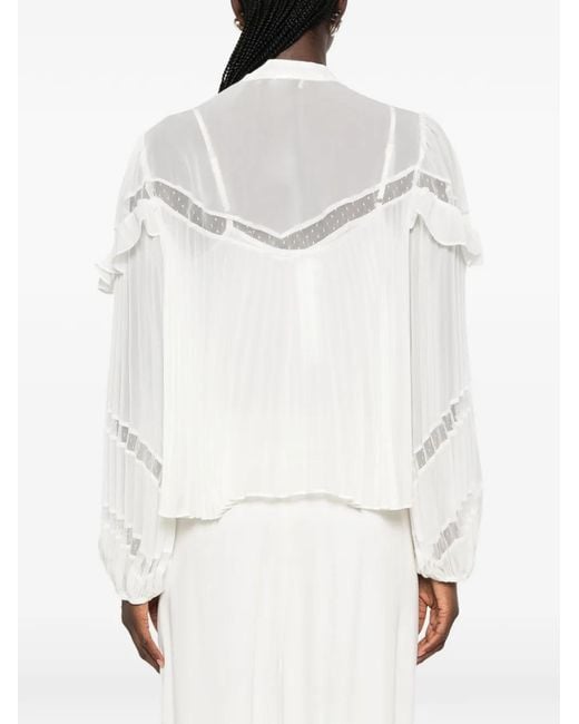 Twinset White Pleated Ruffled Blouse