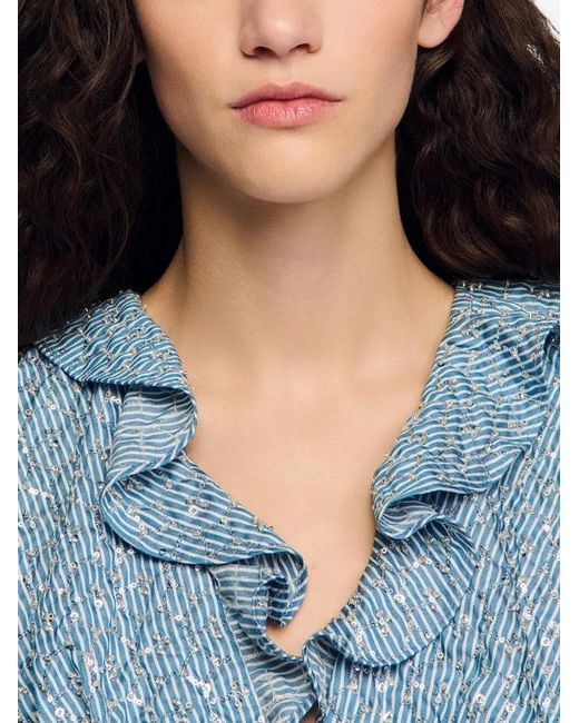Sandro Blue Sequin Top