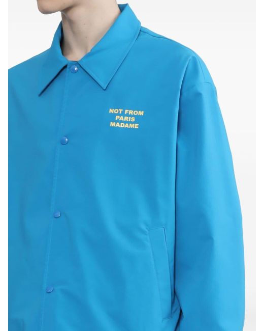 Drole de Monsieur Blue Slogan-print Jacket for men