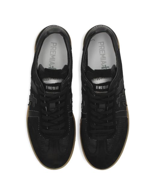 Premiata Black Bonnie Logo-Patch Sneakers for men