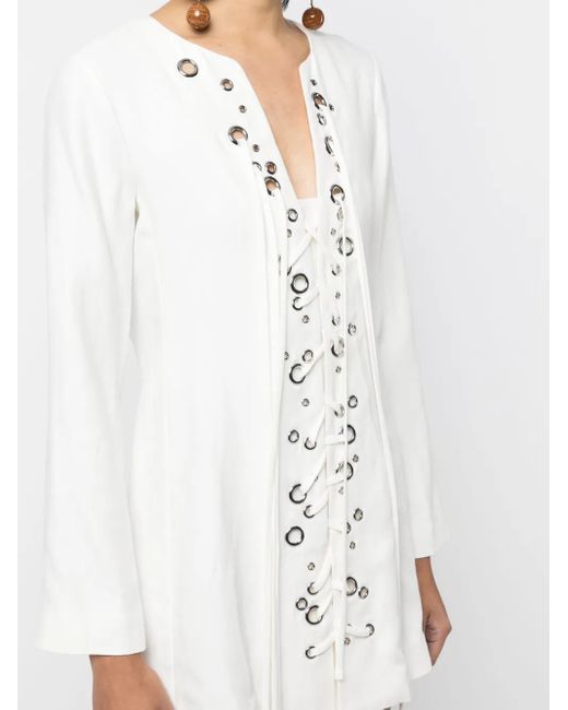 Alexis White Eyelet-Detail Lace-Up Tunic