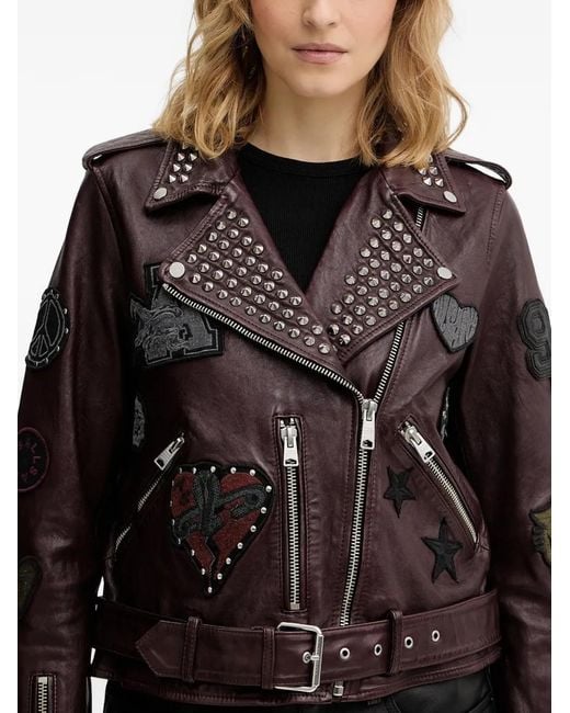 AllSaints Black Veste De Moto College En Cuir