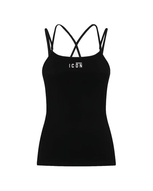 DSquared² Black Criss-Cross Strap Tank Top