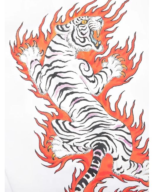 Wacko Maria White X Tim Lehi Tiger Flame Long-Sleeve Sweatshirt for men