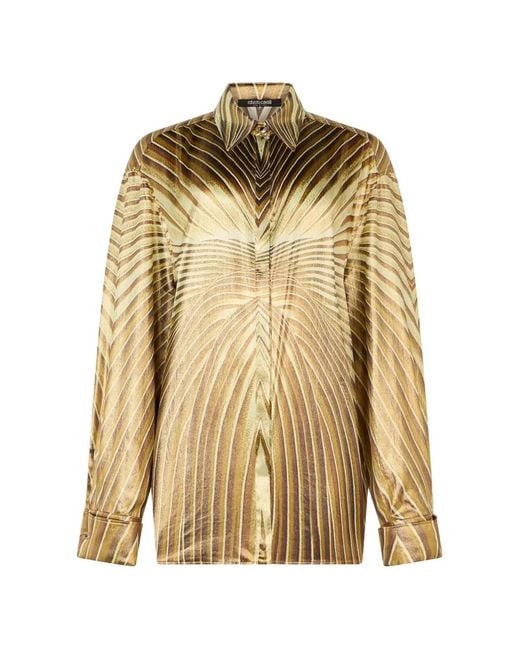 Roberto Cavalli Metallic Ray Of-Print Silk Shirt