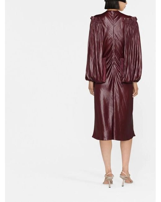Stella McCartney Purple Draped-Sleeve Midi Dress