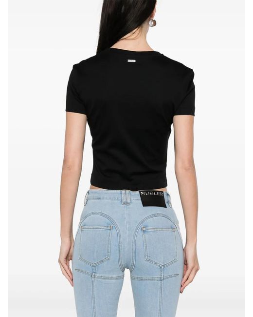 Mugler Black T-shirts And Polos