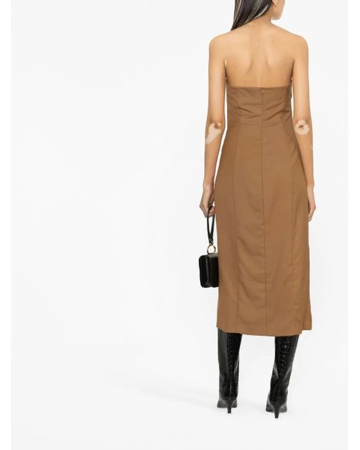 St. Agni Brown Strapless Midi Dress