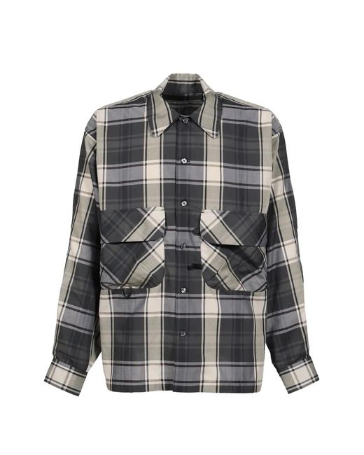 Daiwa Pier39 Gray Check-Pattern Flap-Pocket Shirt for men