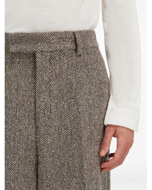 Ferragamo Wollen Broek Met Chevron Streep in het Gray voor heren