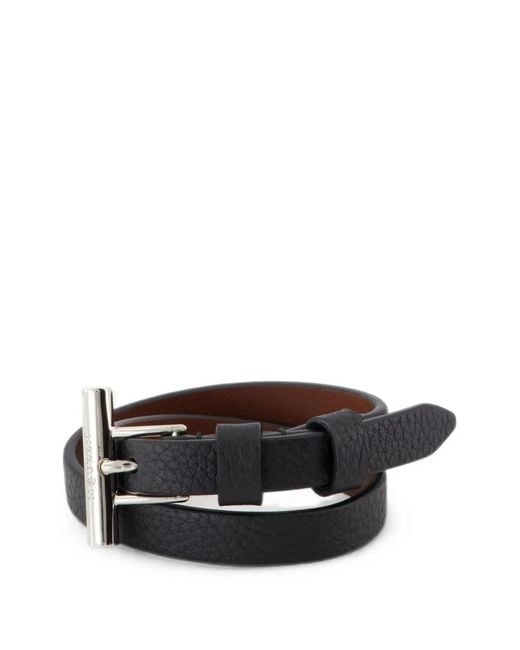 McQueen Black Buckle-Fastening Wrap Bracelet for men