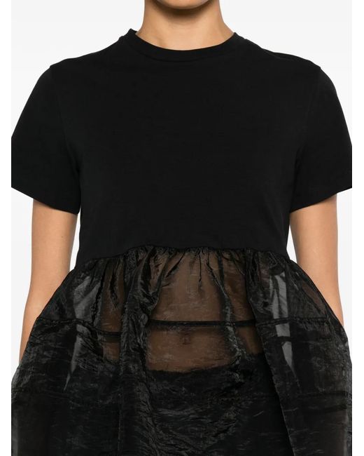 CECILIE BAHNSEN Black T-Shirt Péplum David À Volants
