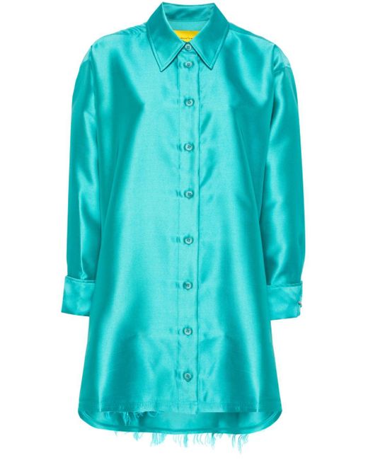 Marques'Almeida Blue Oversized-Hemd aus Satin