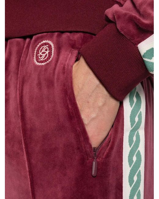 Drole de Monsieur Red Velour Track Pants for men