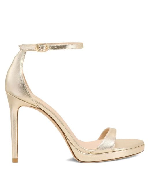 Stuart Weitzman Natural Platform Ankle-Strap Sandals
