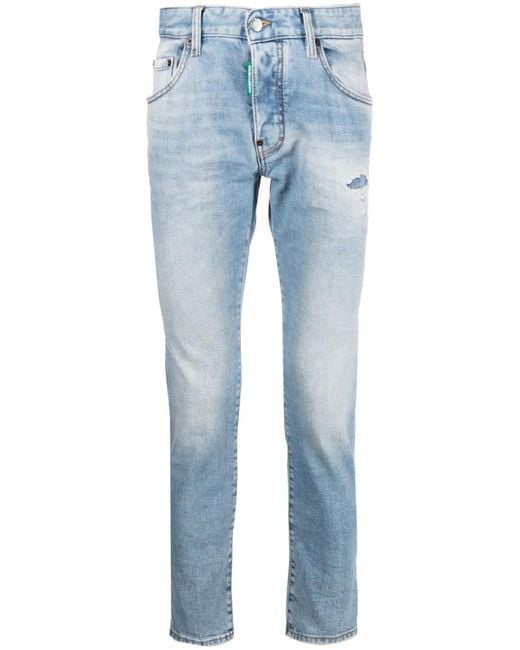 DSquared² Blue Skinny Washed Denim Jeans for men