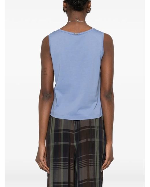 Herno Blue Cotton Elastane Polyester Top
