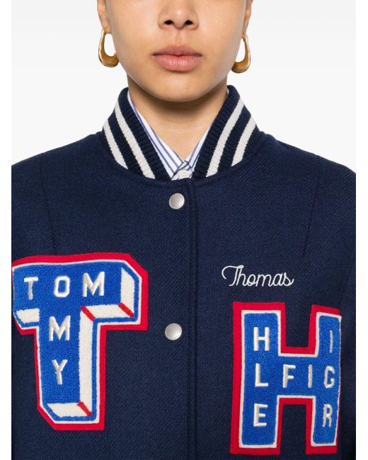 Tommy Hilfiger Blue Varsity-logos Bomber Jacket