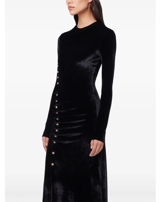 Rabanne Black Draped Velvet Maxi Dress