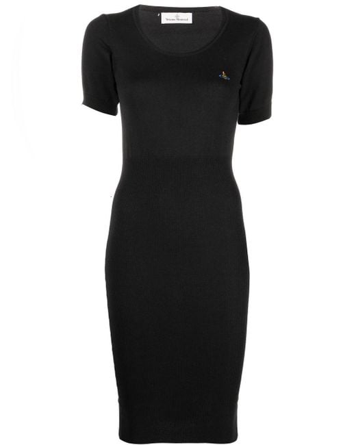 Vivienne Westwood Cotton Orblogo Knitted Midi Dress in Black Lyst Canada