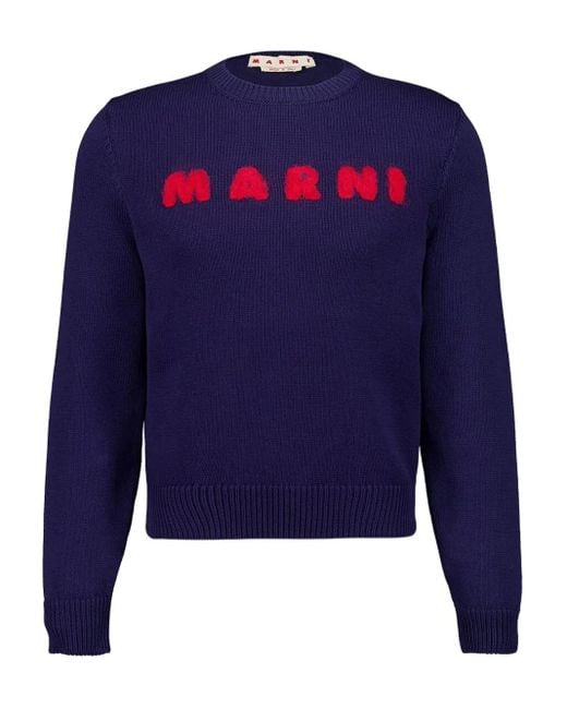 Pull À Logo Brodé Marni pour homme en coloris Blue