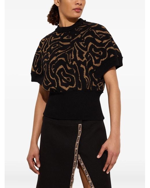 Emilio Pucci Black Jacquard Lurex Top With Labirinto Pattern