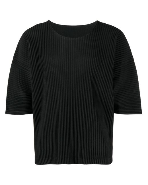 Homme Plissé Issey Miyake Black Mc May Short-sleeve Pleated T-shirt for men