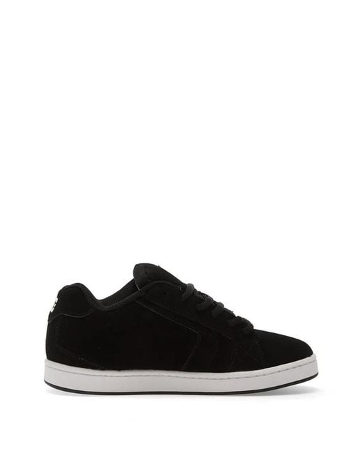 DC Shoes Black Net Logo-Print Suede Sneakers for men
