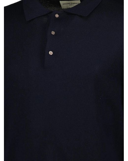 Officine Generale Blue Polo Brandon for men