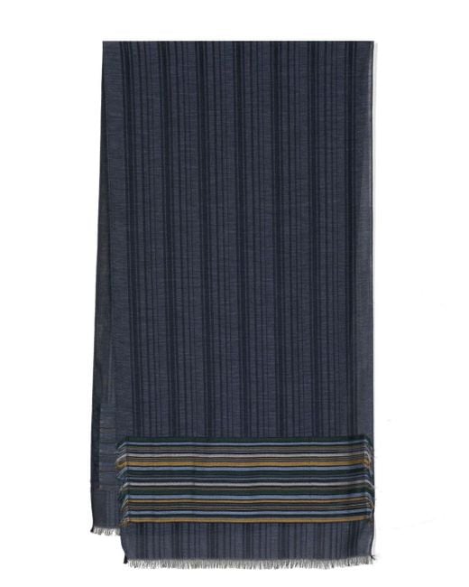 Paul Smith Blue Striped Cotton-blend Scarf for men
