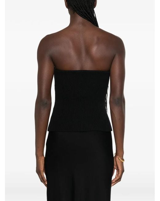 Jil Sander Black Ribbed-Knit Strapless Top