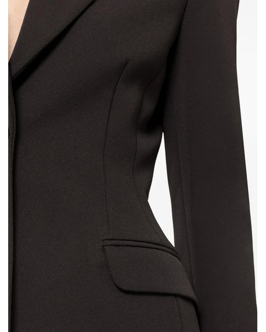 Nissa Black Single-Breasted Crepe Blazer