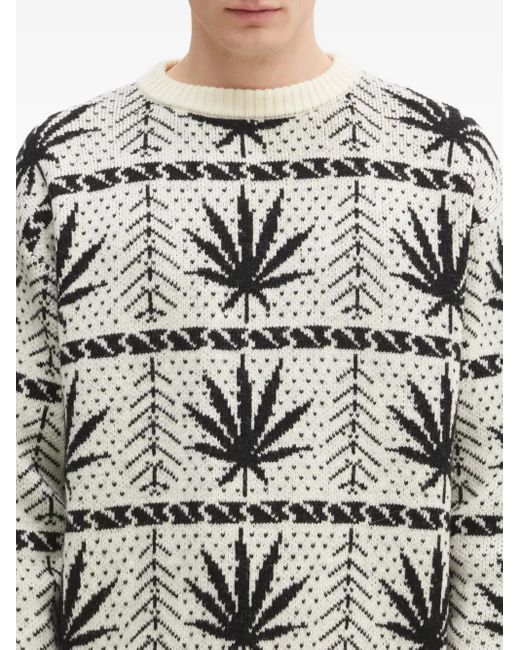 Wacko Maria Natural Leaf-Pattern Sweater for men