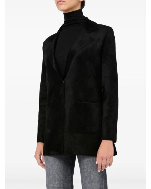 D.exterior Black Single-Breasted Blazer