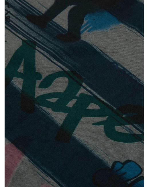 Aape By A Bathing Ape Gray Graffiti-Print T-Shirt for men