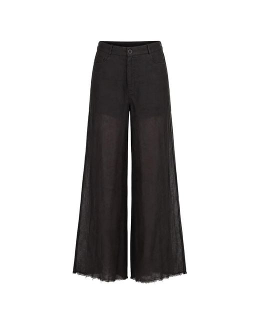 Masnada Black Baggy Frayed-Edge Trousers