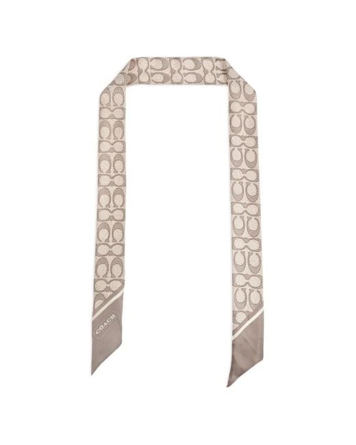 COACH White Signature-Print Silk Scarf