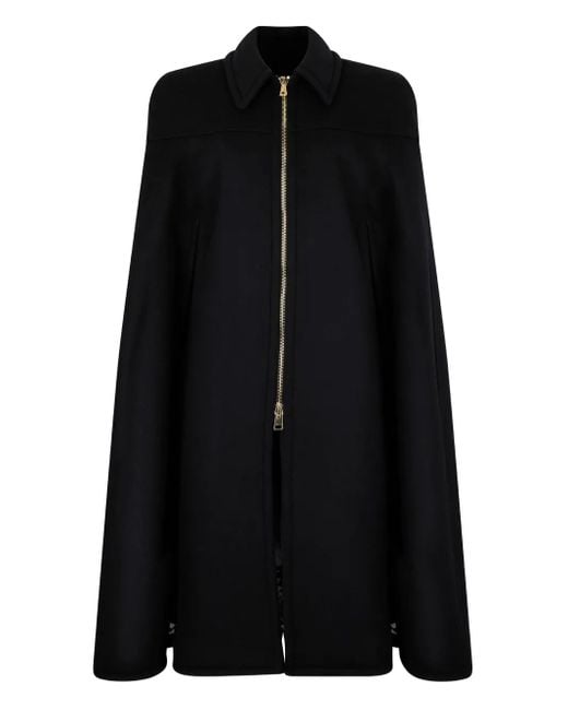 Roberto Cavalli Black Zip-Front Shoulder-Padded Cape