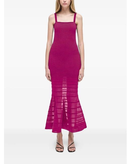 Jonathan Simkhai Purple Vallarie Ribbed Fishtail Midi Dress