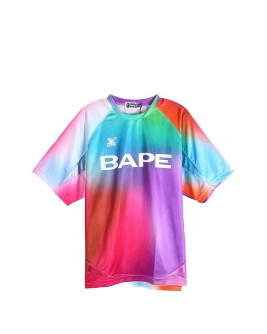 A Bathing Ape Pink Gradient-Effect Logo-Print T-Shirt for men