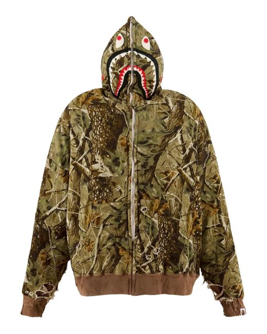 SAINT Mxxxxxx Green X A Bathing Ape Shark-Print Hoodie for men