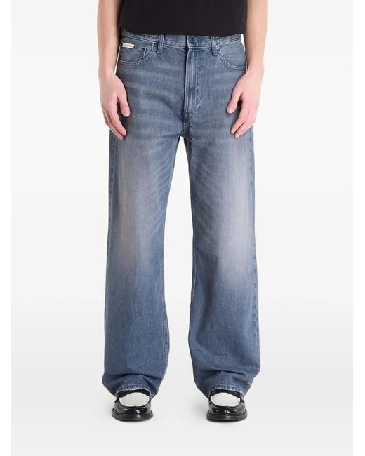 Calvin Klein Blue Logo-Patch Jeans for men